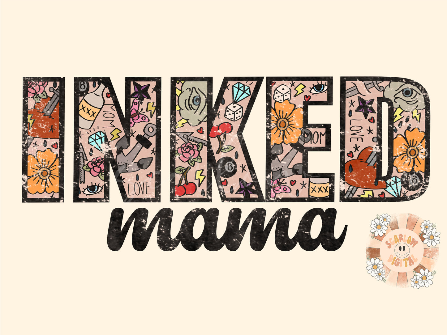 Inked Mama PNG t-shirt sublimation design download, tattooed mama png design, png shirt designs for moms, mama shirt designs, tattoo png