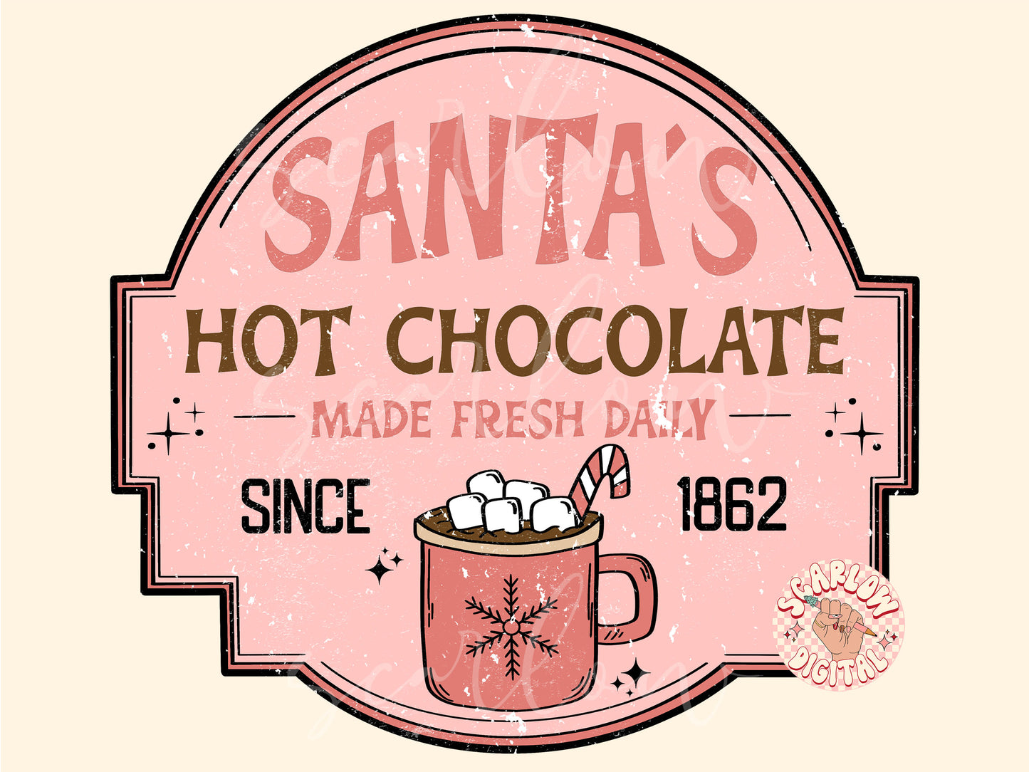 Santa's Hot Chocolate PNG Digital Design