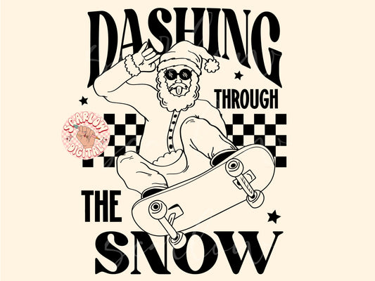 Dashing Through the Snow SVG-Christmas Cut File Digital Design Download-rocker santa svg, skater santa svg, boy christmas svg, boy designs