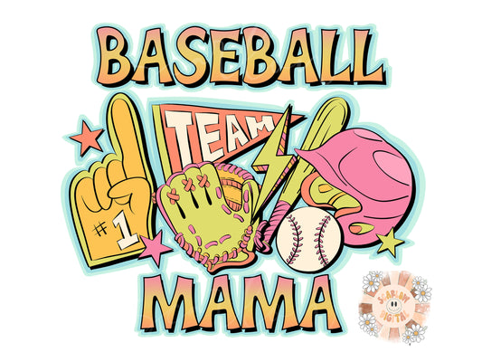 Baseball Mama PNG-Retro Sublimation Digital Design Download-preppy mom png, trendy png,  baseball png, mom png, png for mom, mom sublimation