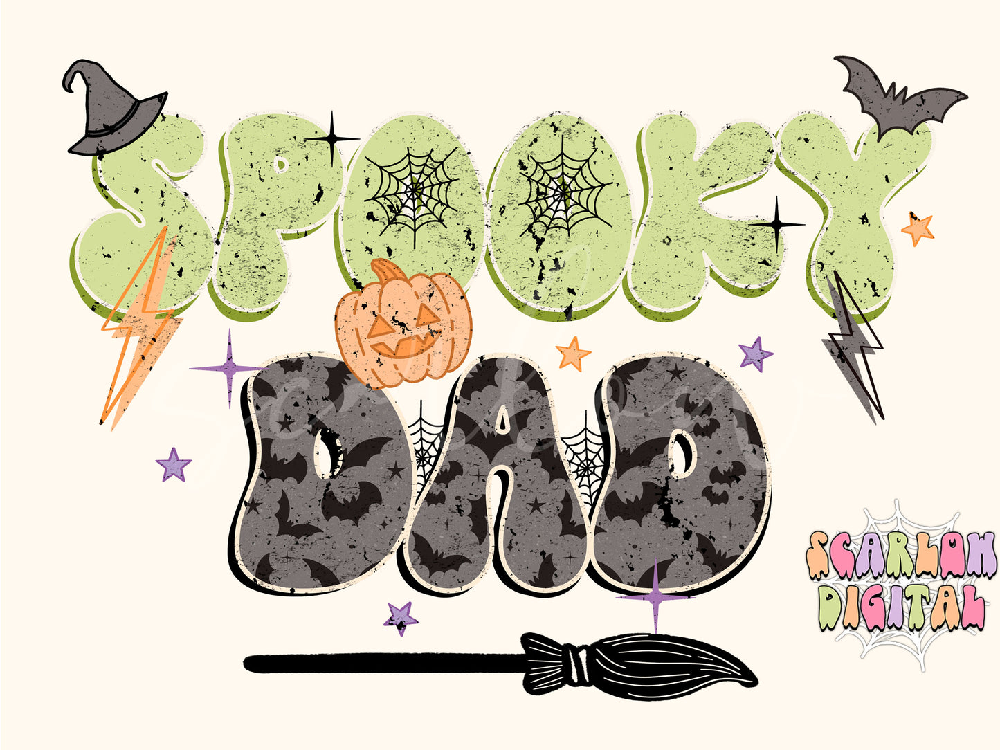 Spooky Dad PNG-Halloween Sublimation Digital Design Download-bats png, spooky season png, daddy and me png, png for dad, pumpkins png design