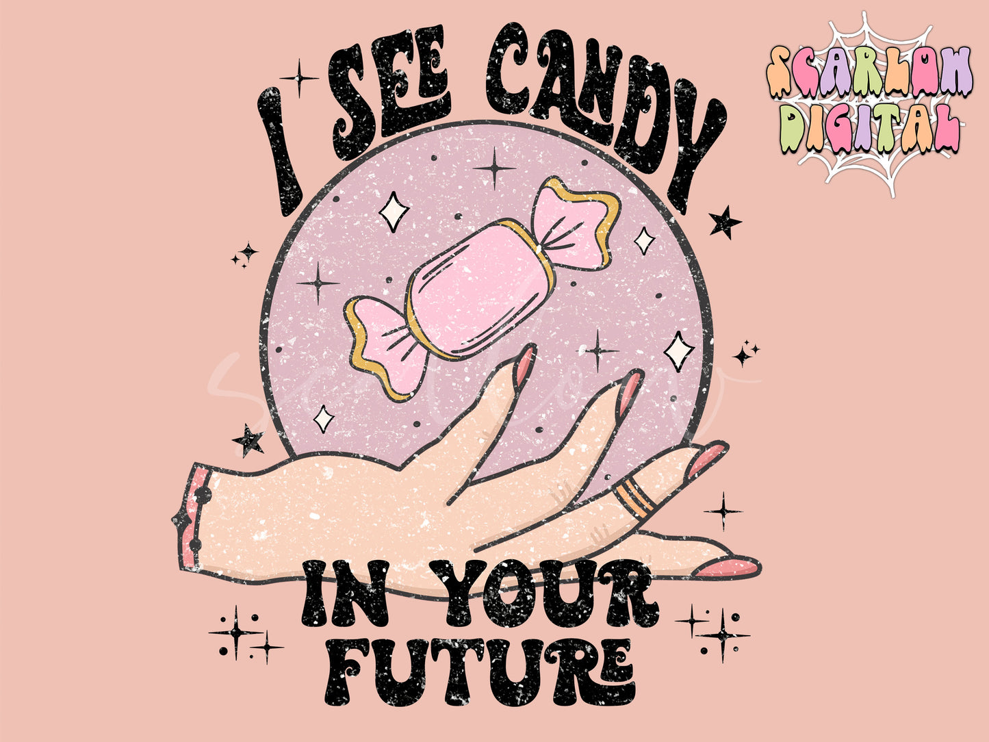 I See Candy in Your Future PNG-Halloween Sublimation Digital Design Download-witchcraft png, crystal ball png, trick or treat png, candy png