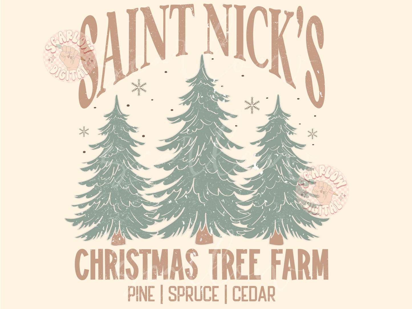 Saint Nick's Christmas Tree Farm PNG Digital Design