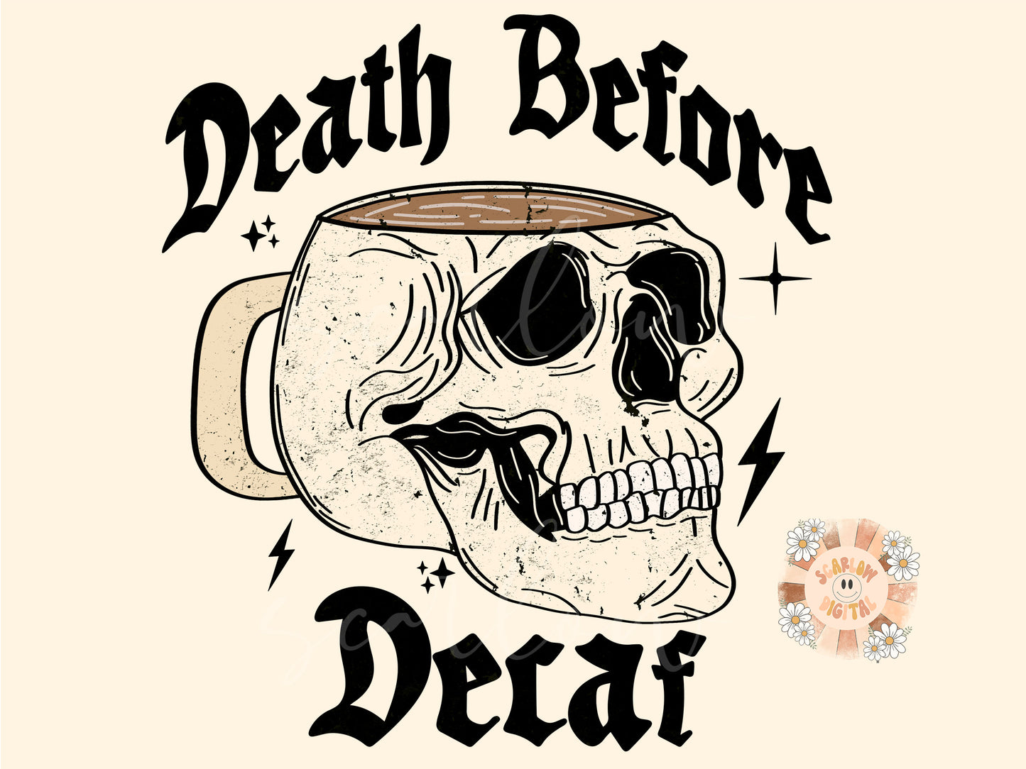 Death Before Decaf PNG-Coffee Sublimation Digital Design Download-skull png, funny adult png, skull png, coffee lover png, iced coffee png