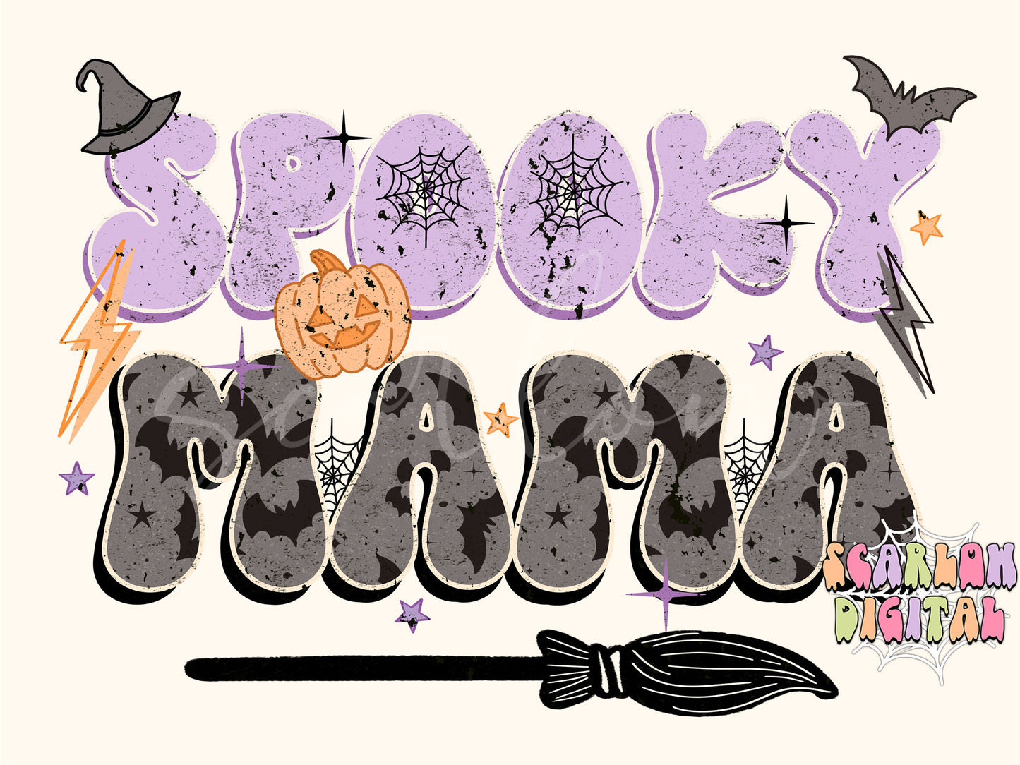 Spooky Mama PNG-Halloween Sublimation Digital Design Download-bats png, spooky season png, mom and me png, png for mom, pumpkins png design