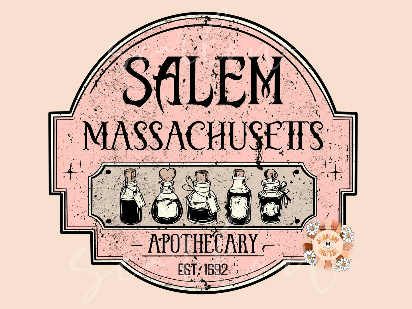 Salem Massachusetts Apothecary PNG Digital Design