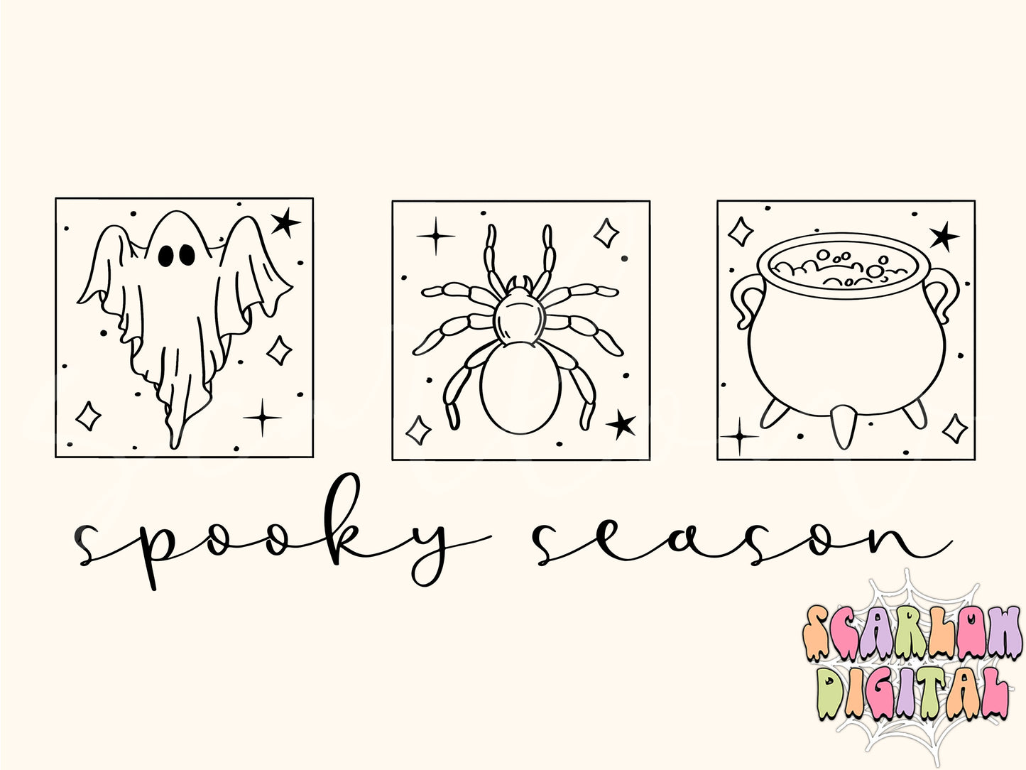 Spooky Season PNG-Halloween Sublimation Digital Design Download-minimalistic png, simple halloween png, spider png, witch cauldron png file