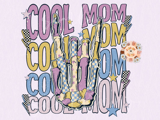 Cool Mom PNG-Rocker Sublimation Digital Design Download-mom png, png for moms, edgy png, grunge png, skeleton png, vintage png, retro png