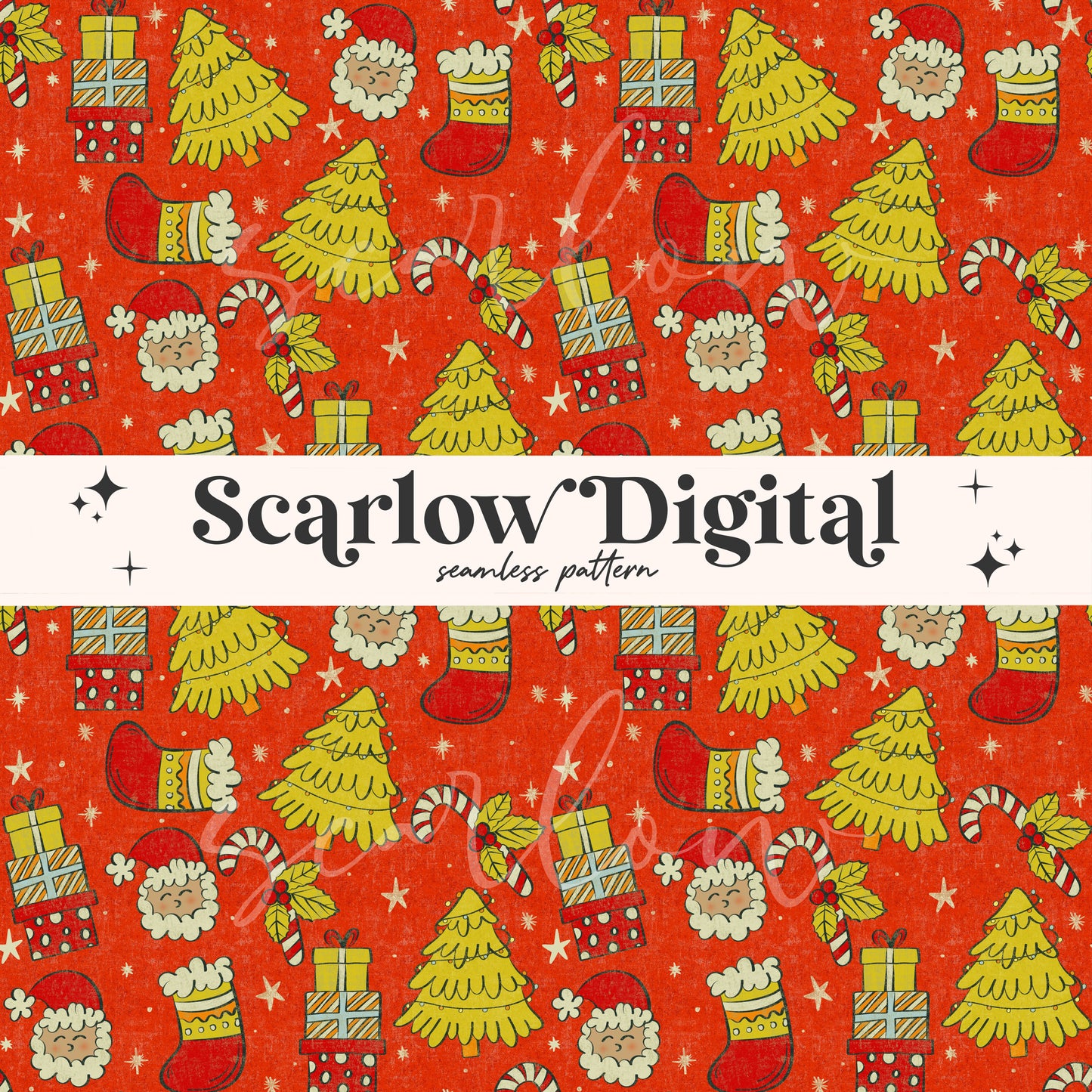 Vintage Christmas Seamless Pattern Sublimation Digital Design Download, christmas tree seamless, traditional christmas seamless pattern