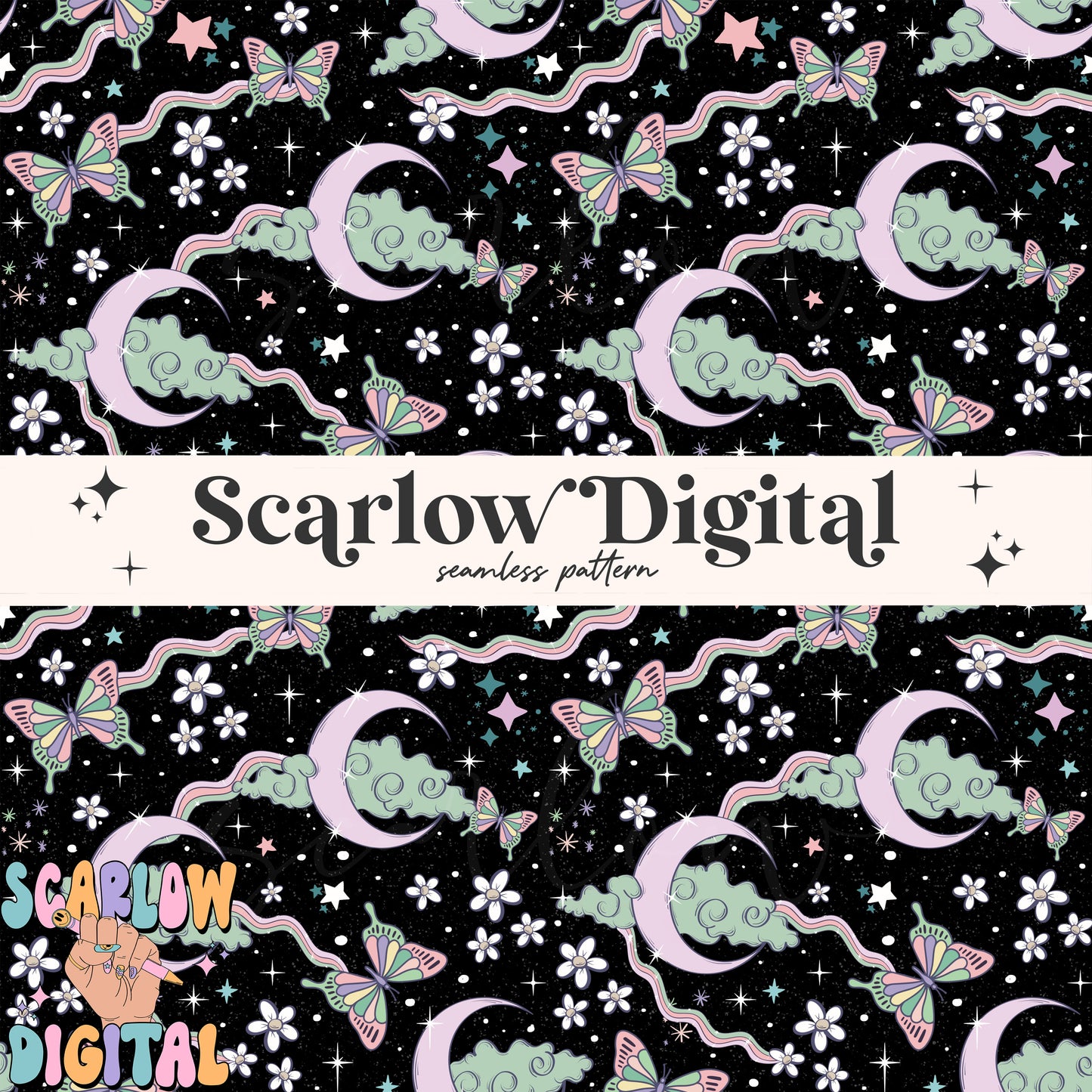 Dreamy Galaxy Seamless Pattern Digital Design