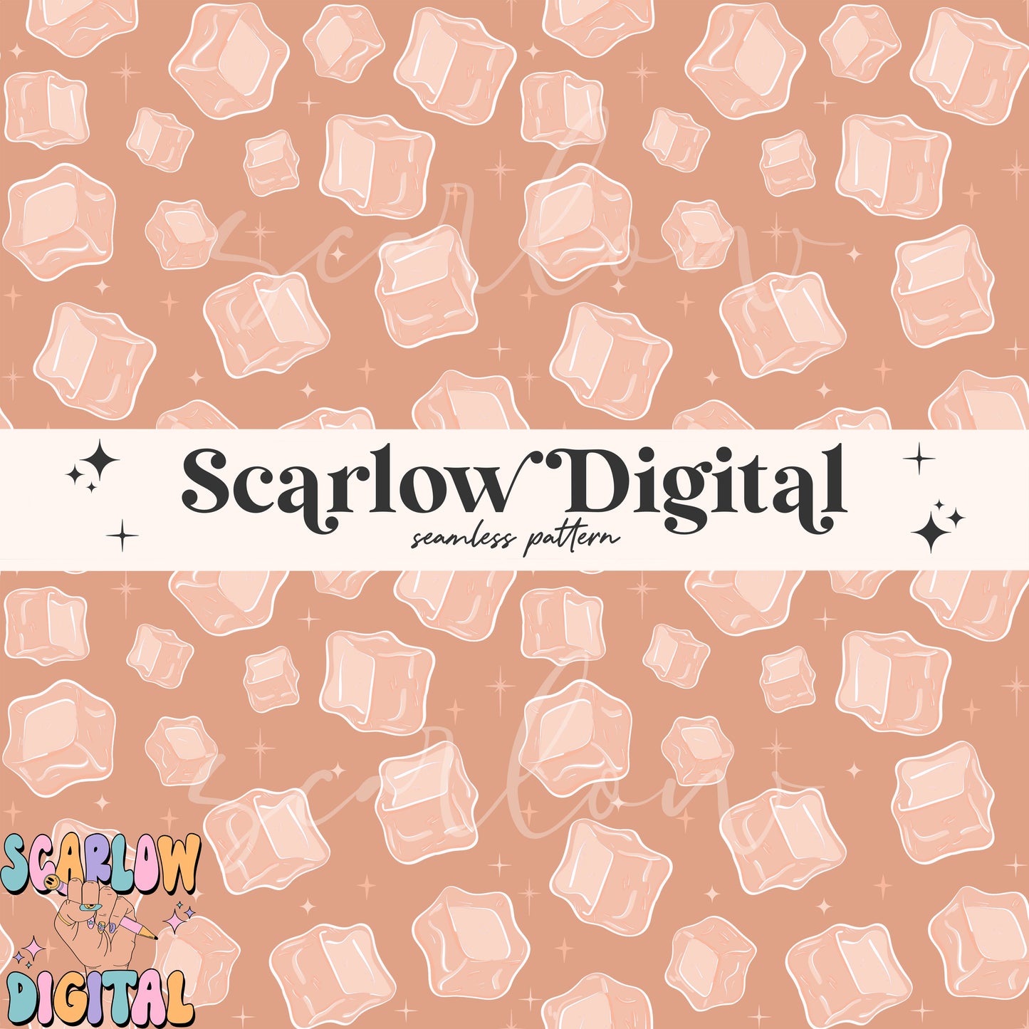 Faux Iced Coffee Seamless Pattern Sublimation Digital Design Download, ice cubes seamless pattern, coffee lovers seamless pattern designs