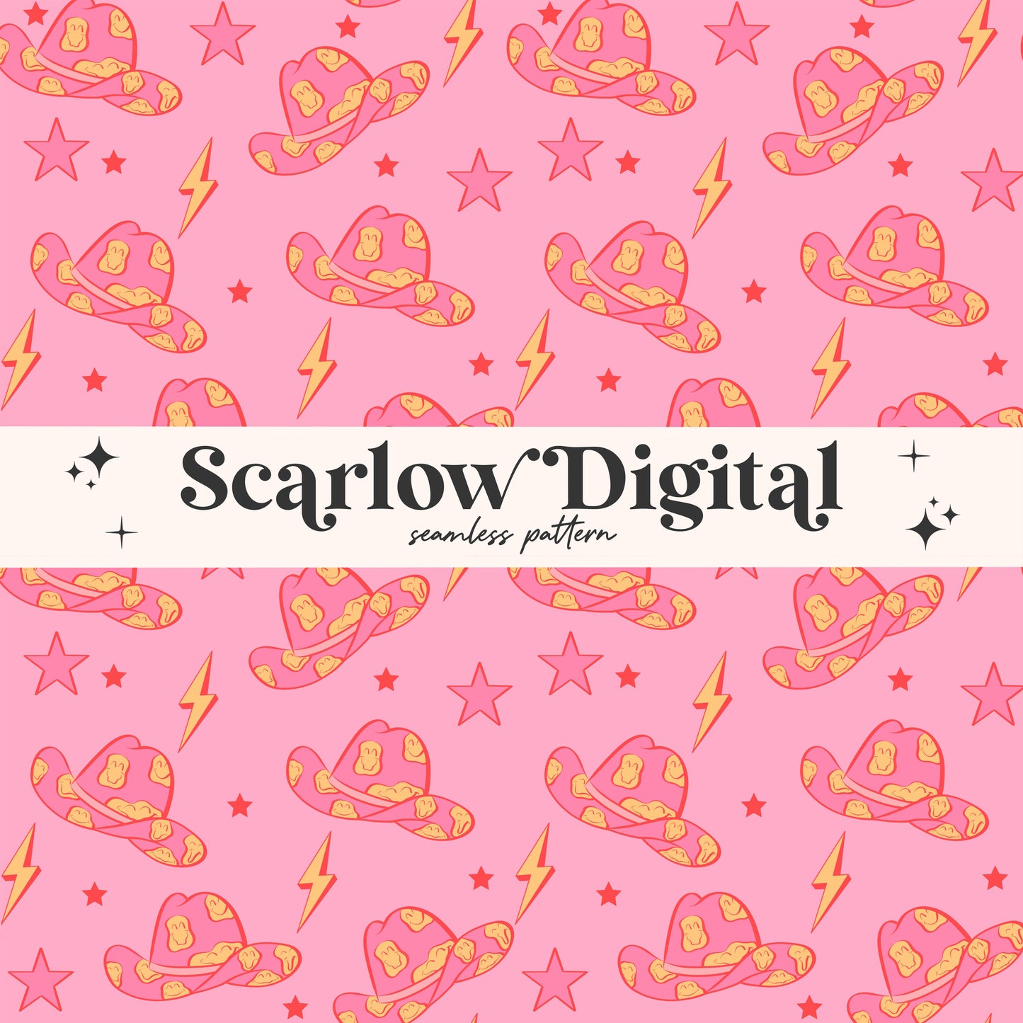 Cowgirl Seamless Pattern-Western Sublimation Digital Design Download-retro seamless file, preppy seamless, popular seamless, trendy seamless
