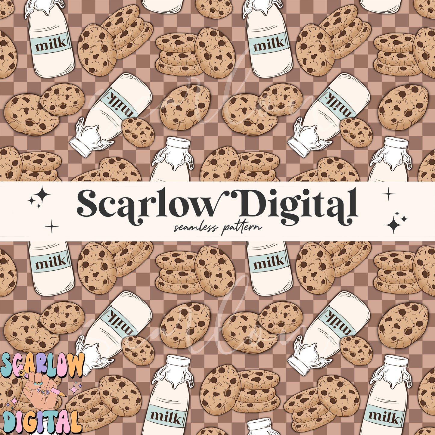 Milk and Cookies Seamless Pattern-Christmas Sublimation Digital Design Download-retro christmas seamless, santa claus seamless pattern