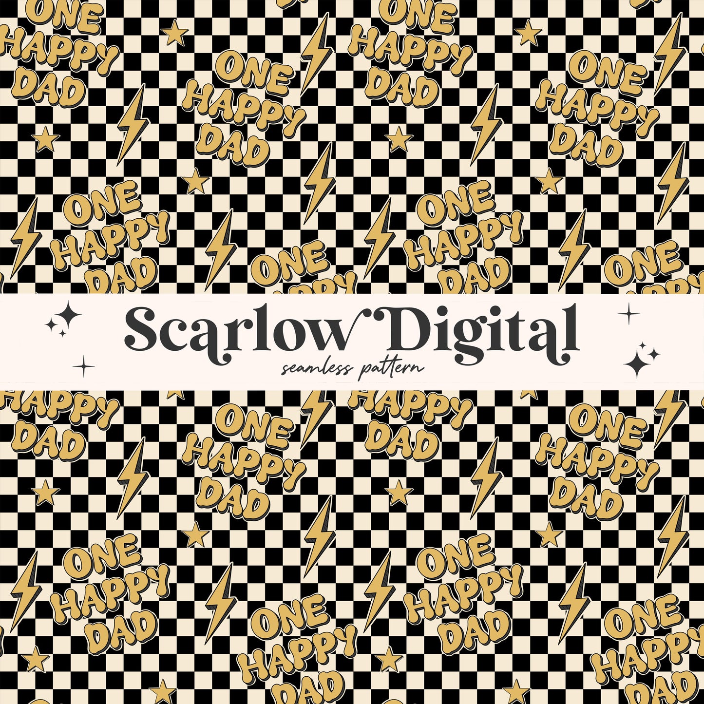 One Happy Dad Seamless Pattern Sublimation Digital Design Download, checkered seamless file, retro sublimation, adult seamless patterns