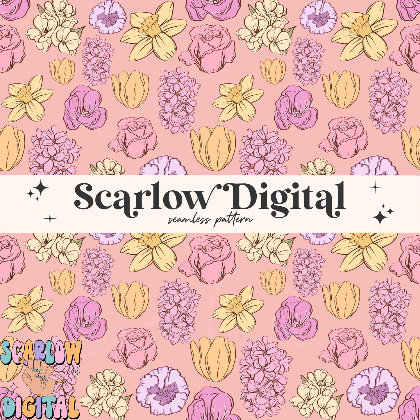 Floral Seamless Pattern-Spring Sublimation Digital Design Download-spring flowers seamless pattern, summer seamless, girly seamless pattern