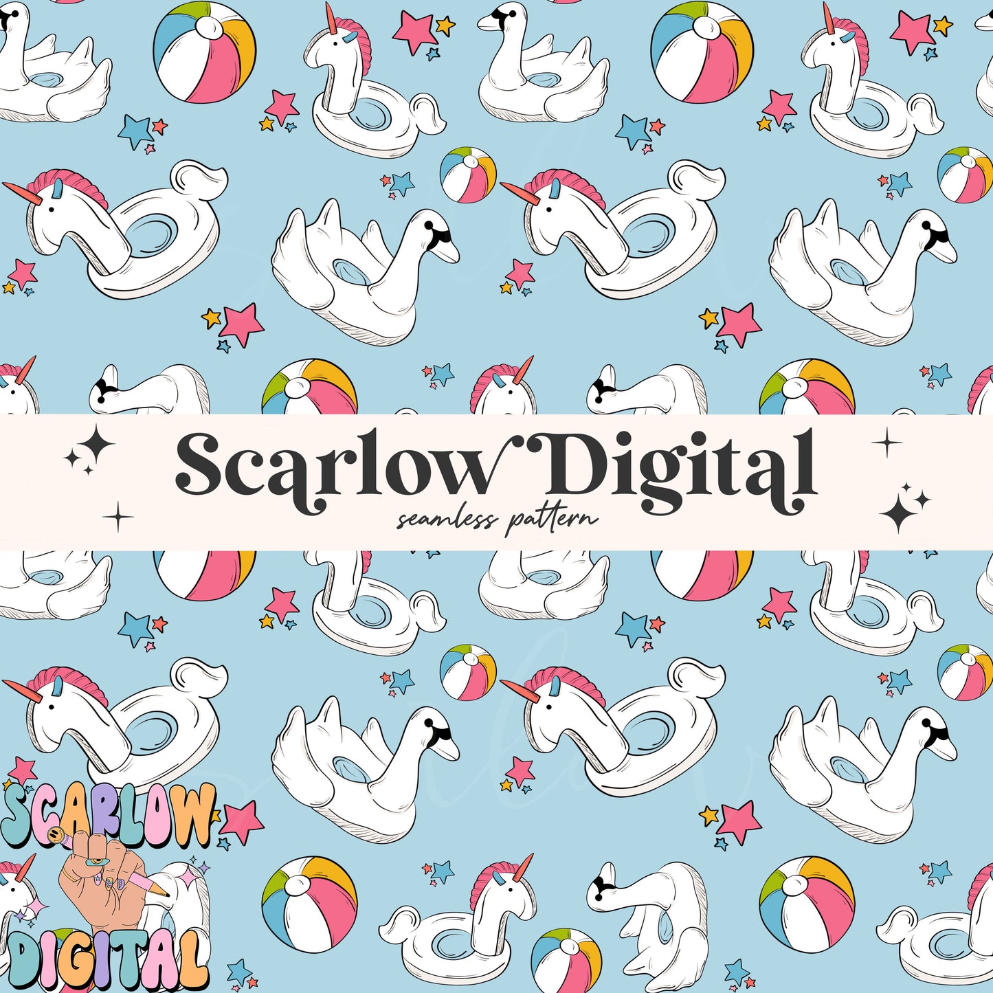 Pool Floats Seamless Pattern