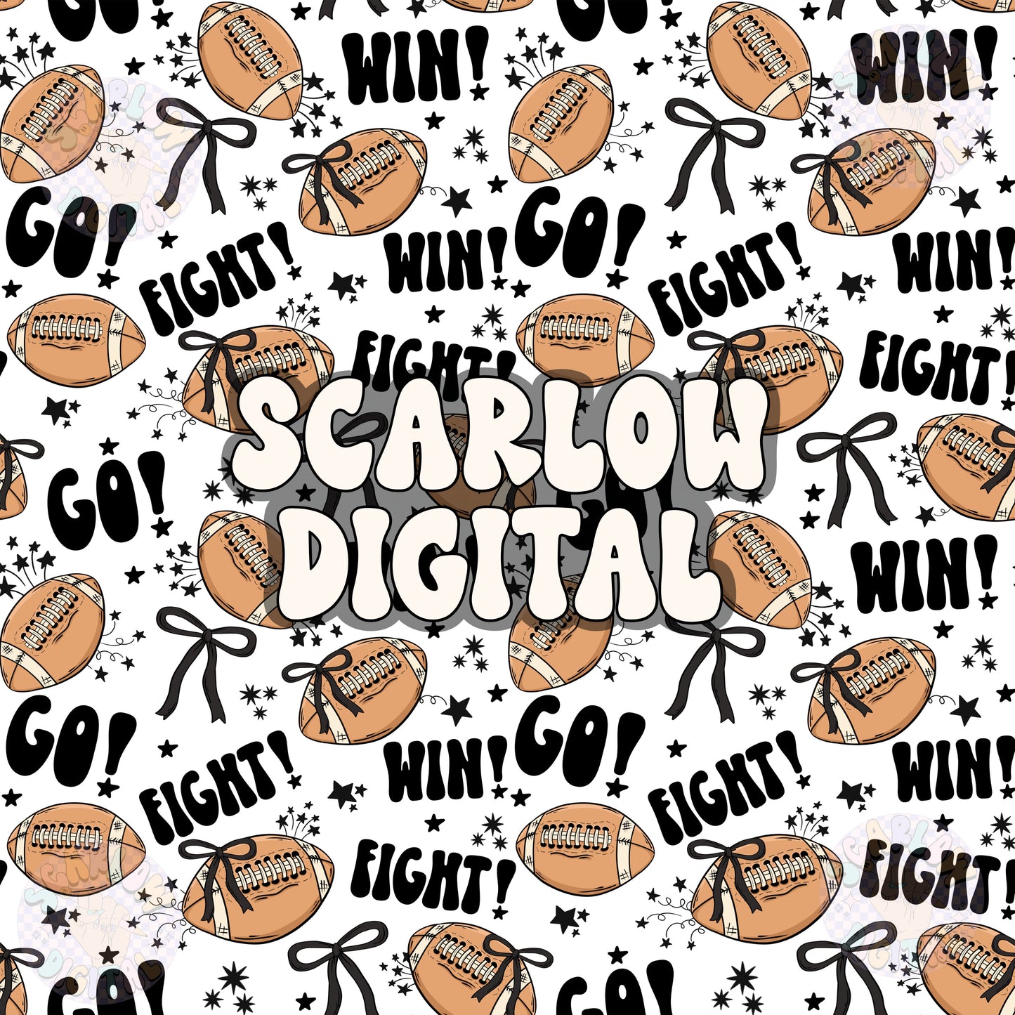 Footballs and Bows Seamless Pattern Digital Design
