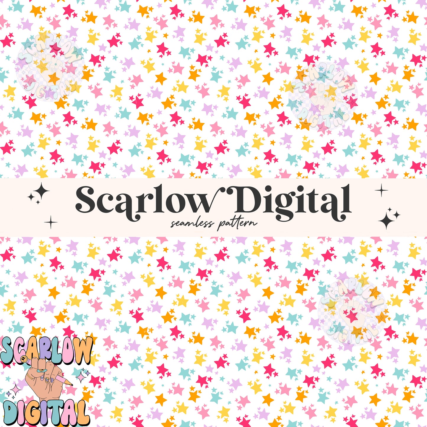 Stars Seamless Pattern Digital Design Download, colorful seamless pattern, retro digital prints, rainbow prints, kids seamless patterns