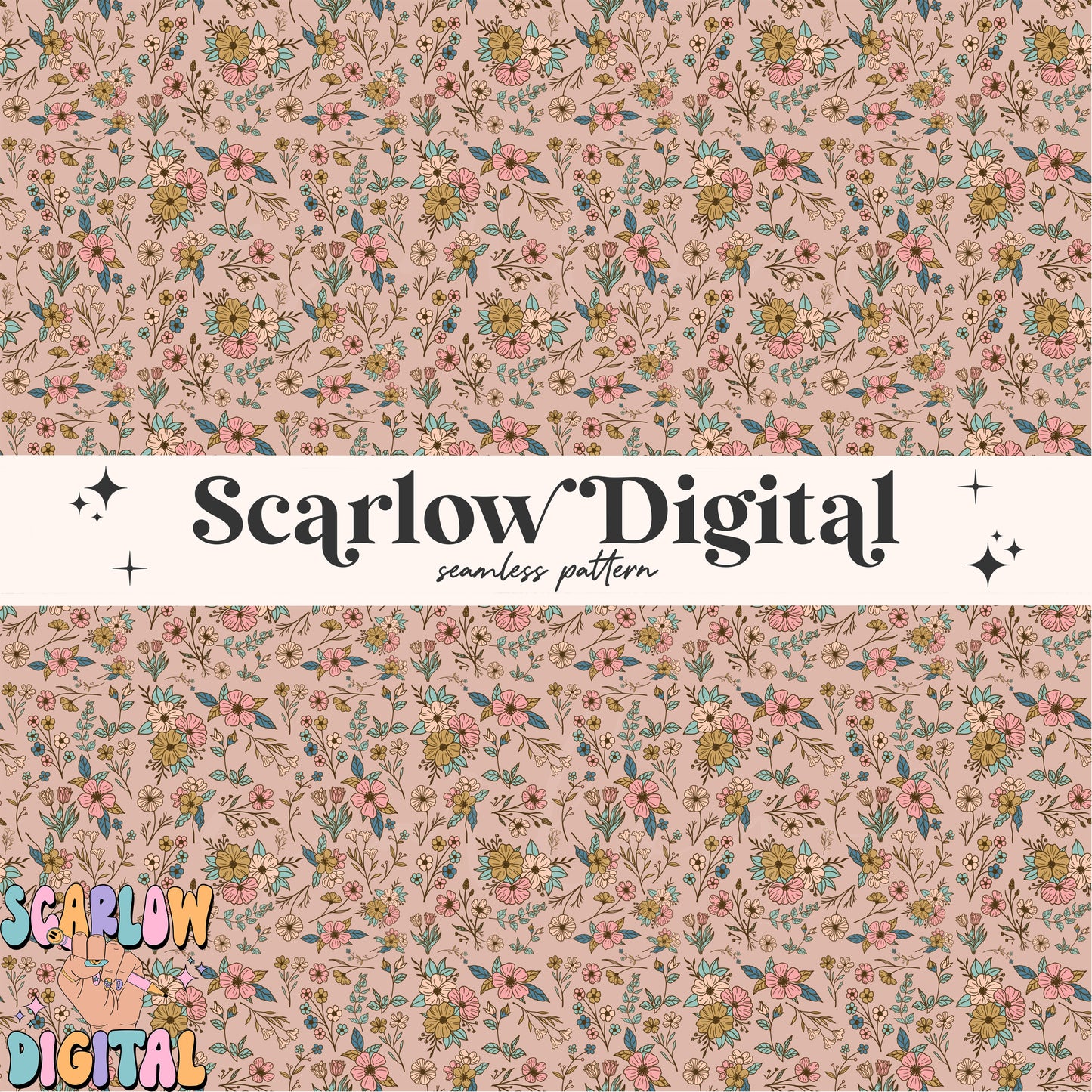 Floral Seamless Pattern Digital Design Download, vintage seamless pattern, easter seamless pattern, spring seamless, flower digital paper