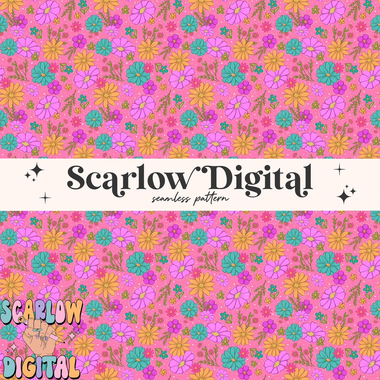 Bright Spring Flowers Seamless Pattern, trendy seamless, daisy seamless, floral digital print, flowers seamless prints, digital paper file