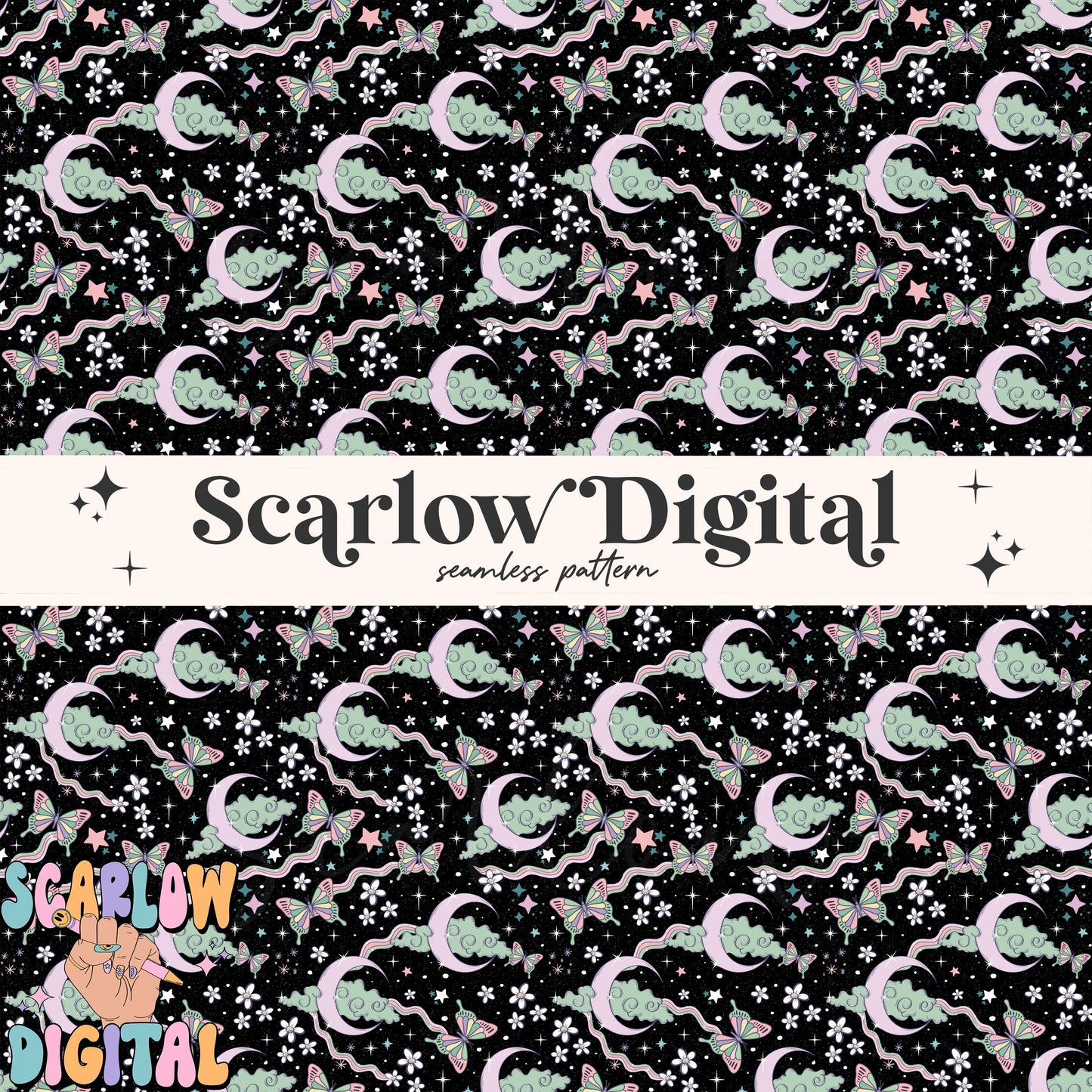 Dreamy Galaxy Seamless Pattern Digital Design