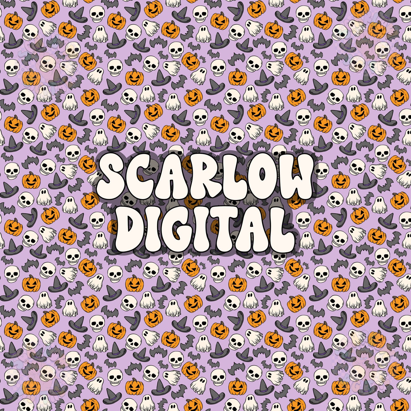 Halloween Seamless Pattern Digital Design Download, pumpkin seamless, jack o lantern seamless, skull seamless, witch seamless, fall seamless