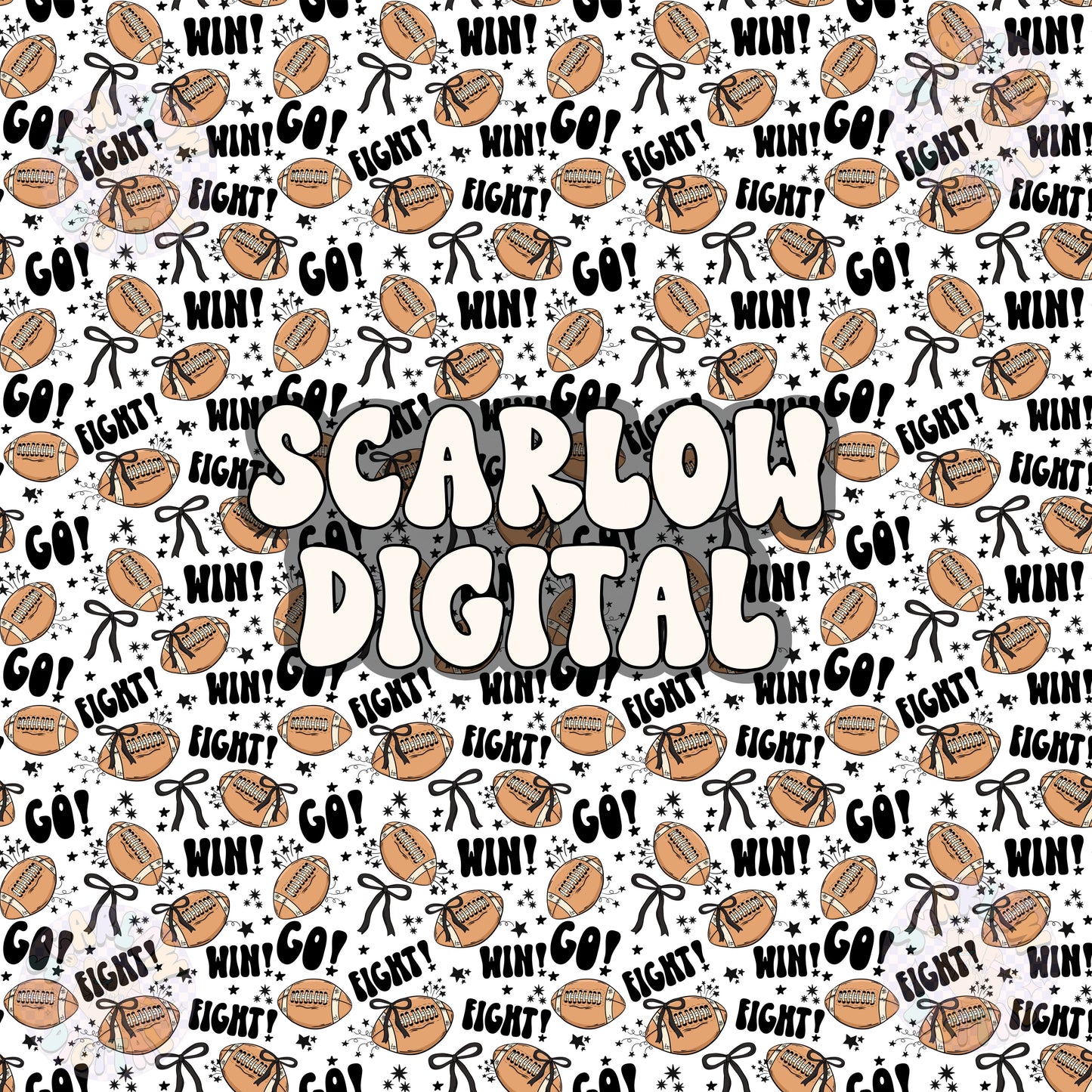 Footballs and Bows Seamless Pattern Digital Design