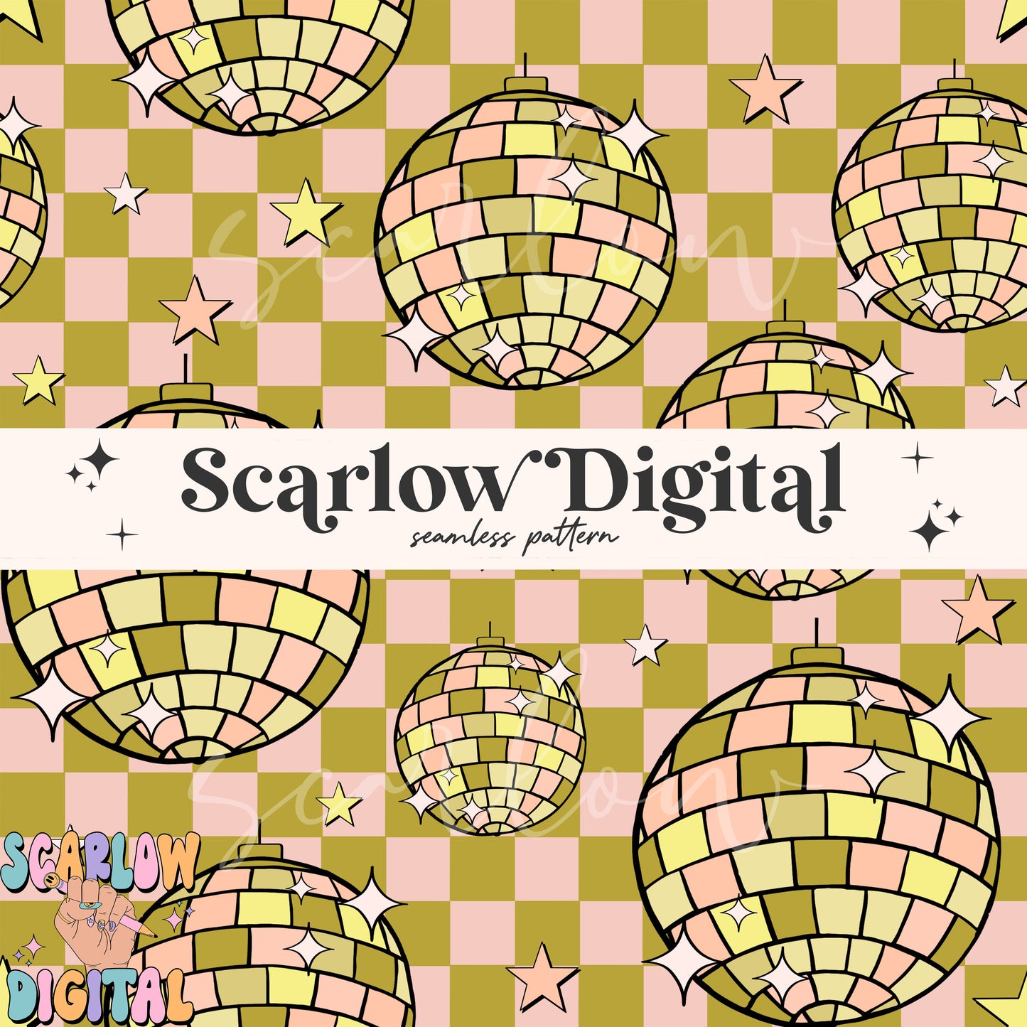 Retro Disco Balls Seamless Pattern-New Years Sublimation Digital Design Download-2025 seamless pattern, happy new year seamless pattern