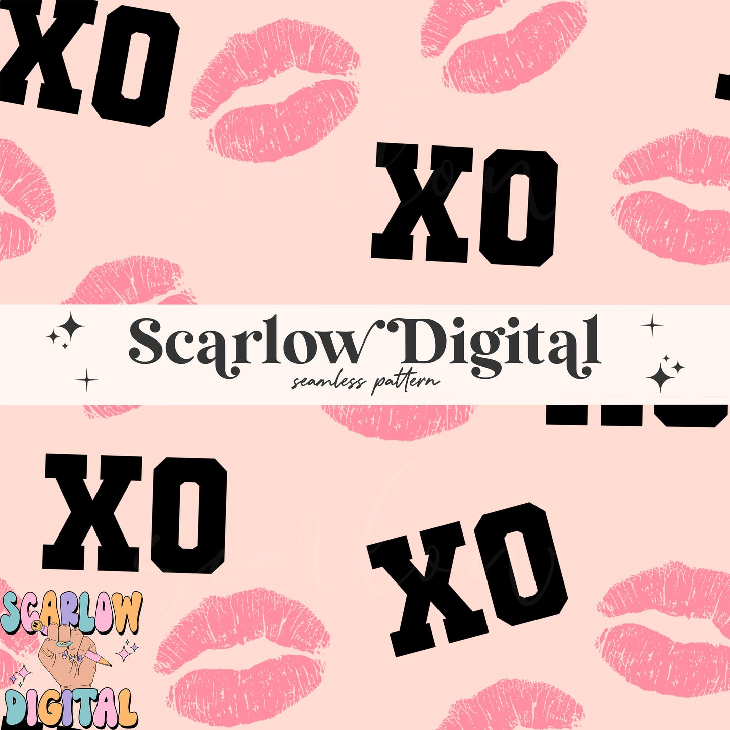 XoXo Seamless Pattern-Valentine's Day Sublimation Digital Design Download-kisses seamless file, vday designs, hearts seamless file designs