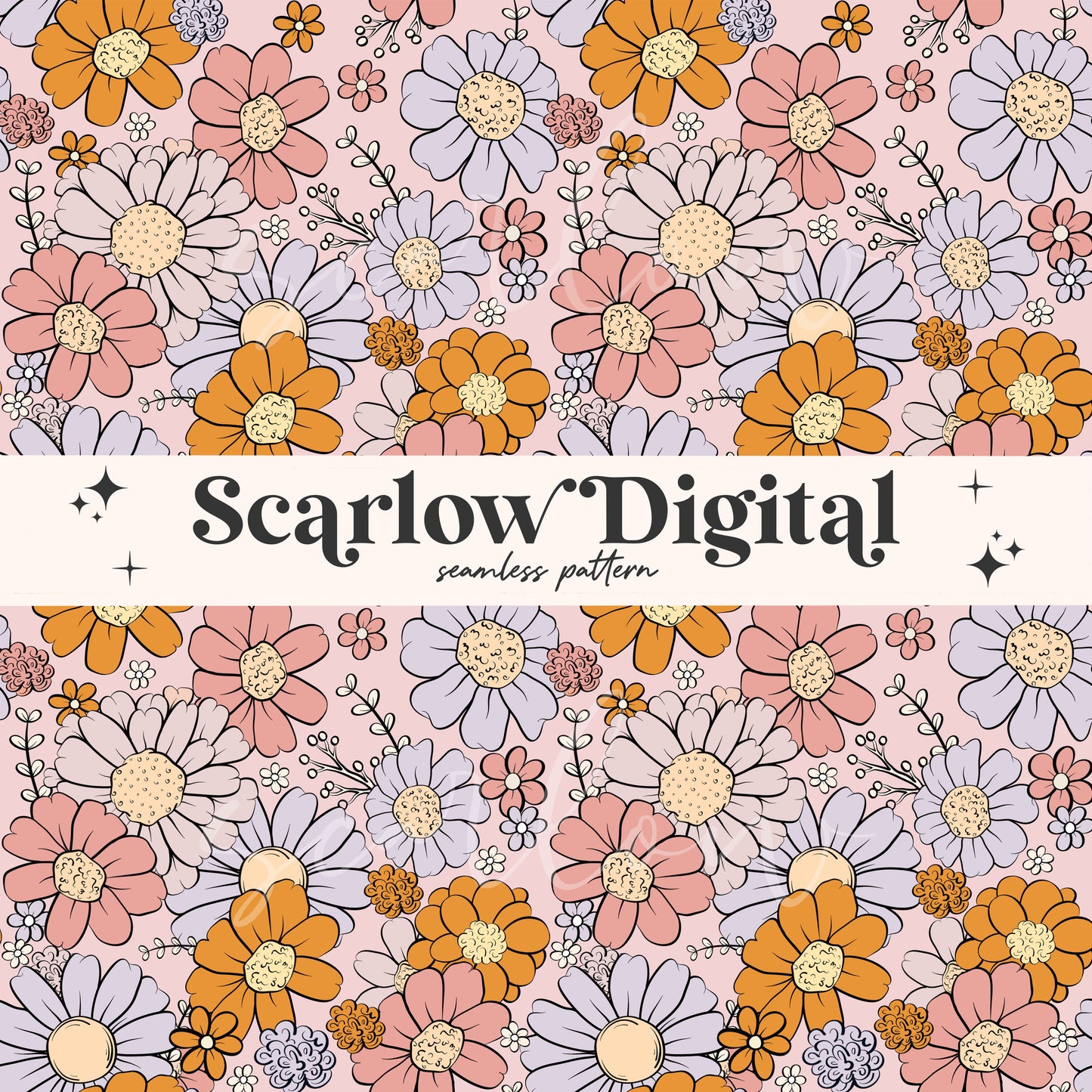 Floral Seamless Pattern Sublimation Digital Design Download, flowers seamless pattern, girl surface pattern, colorful seamless, fun seamless