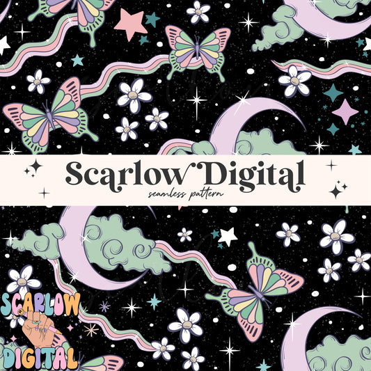 Dreamy Galaxy Seamless Pattern Digital Design