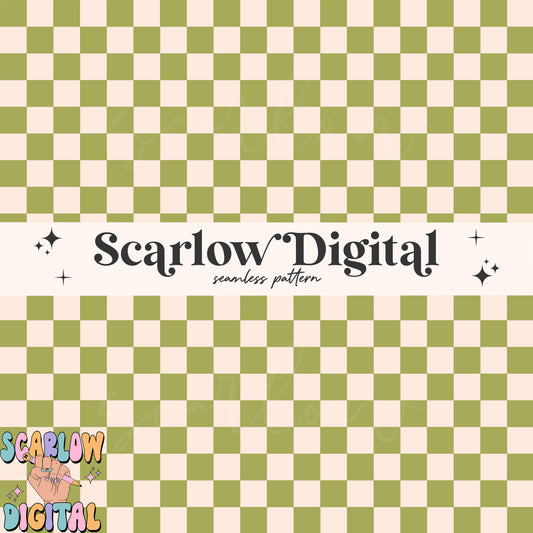 Green Checkers Seamless Pattern-St Patrick's Day Digital Design Download-checkers digital paper, retro seamless file, lucky seamless file