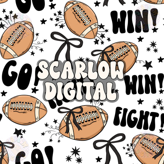 Footballs and Bows Seamless Pattern Digital Design