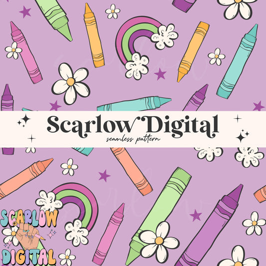 Crayons Seamless Pattern Digital Design