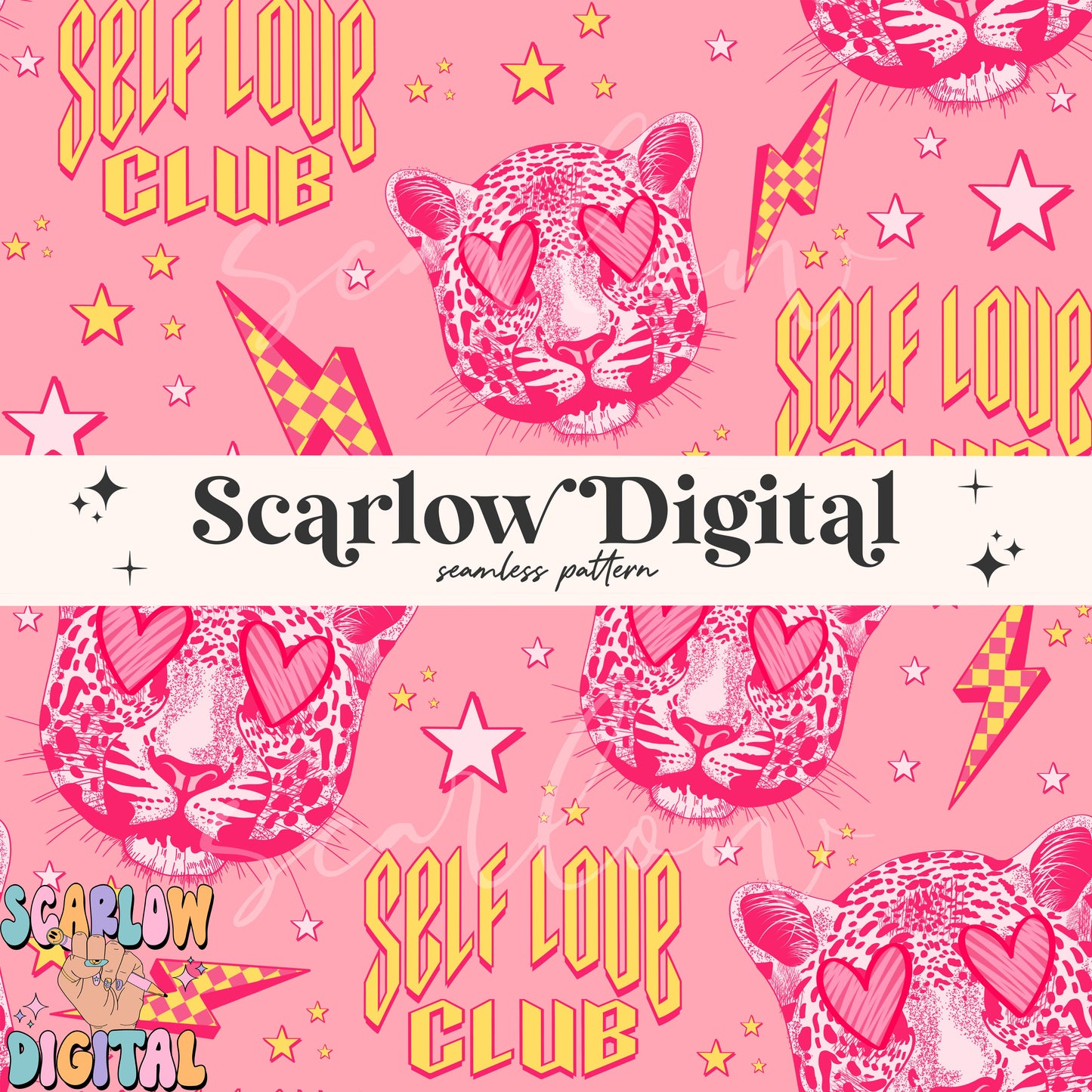 Self Love Club Seamless Pattern-Valentine's Day Sublimation Digital Design Download-hearts seamless, vday seamless pattern, girl seamless