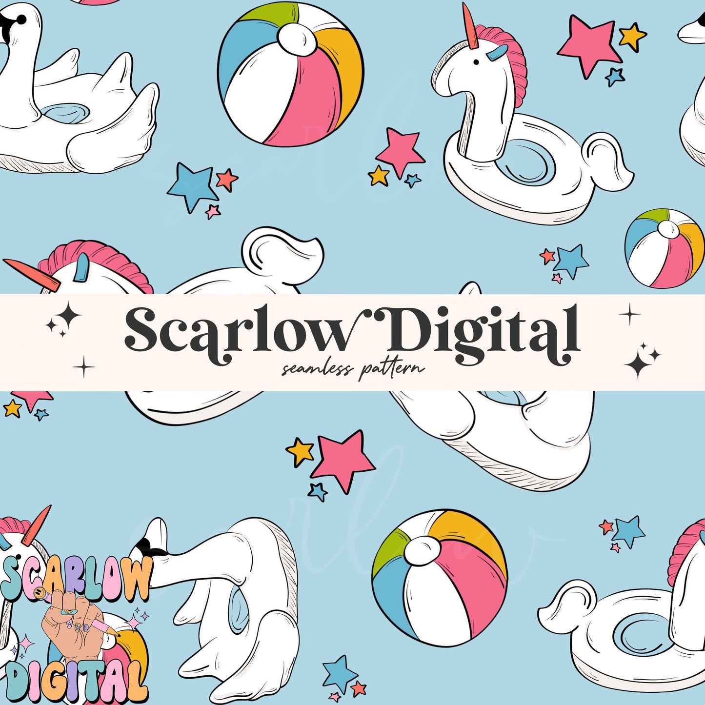 Pool Floats Seamless Pattern