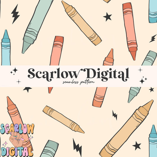 Crayons Seamless Pattern Digital Design