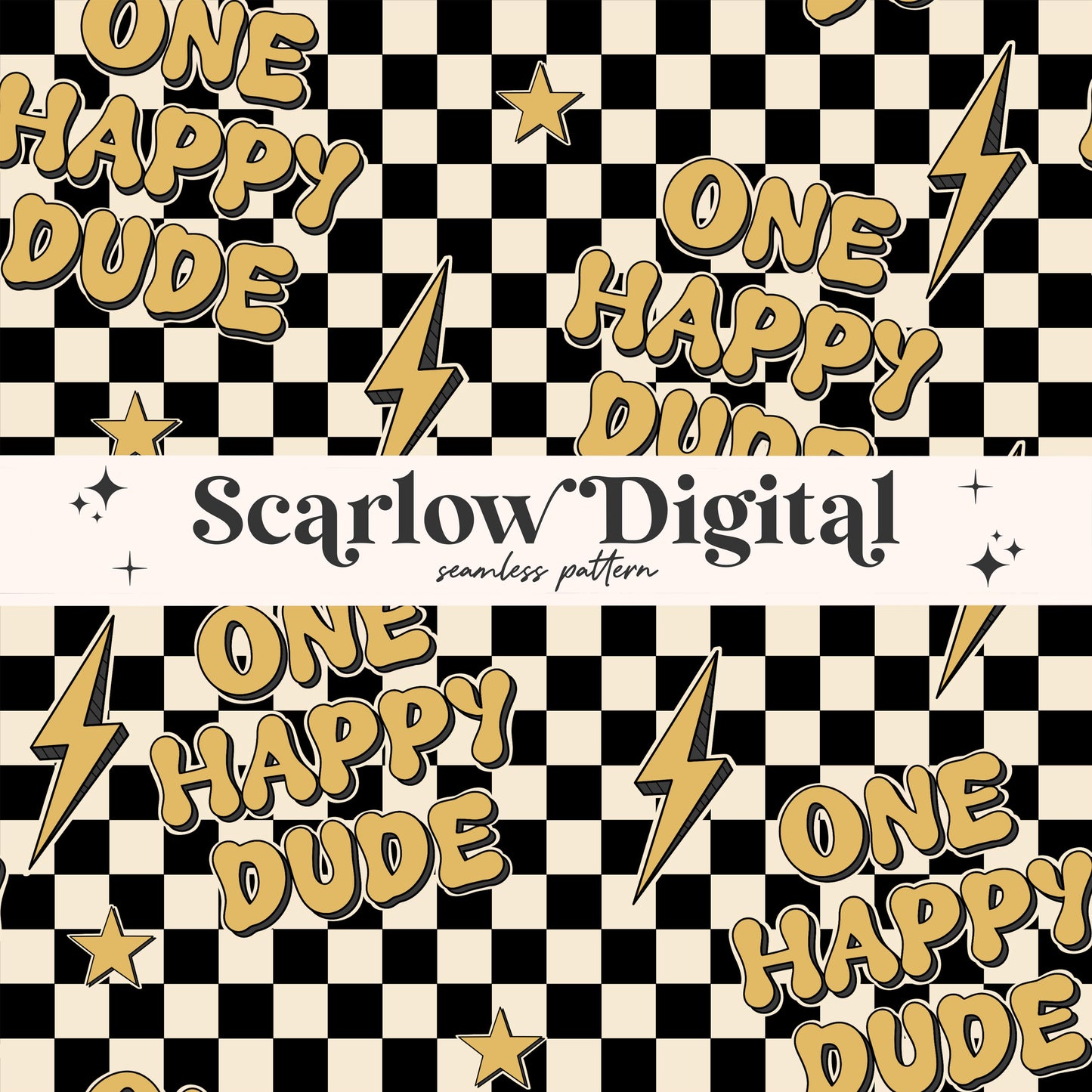 One Happy Dude Seamless Pattern Sublimation Digital Design Download, checkered seamless file, retro sublimation, boy seamless patterns