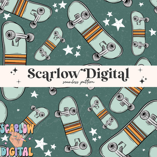 Skateboards Seamless Pattern Digital Design Download, boy seamless pattern, boy designs, skater seamless patterns, retro seamless patterns