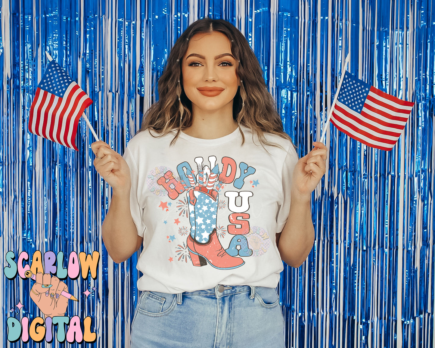 Howdy USA PNG-Fourth of July Sublimation Digital Design Download-patriotic png, stars & stripes png, fireworks png, western png, america png
