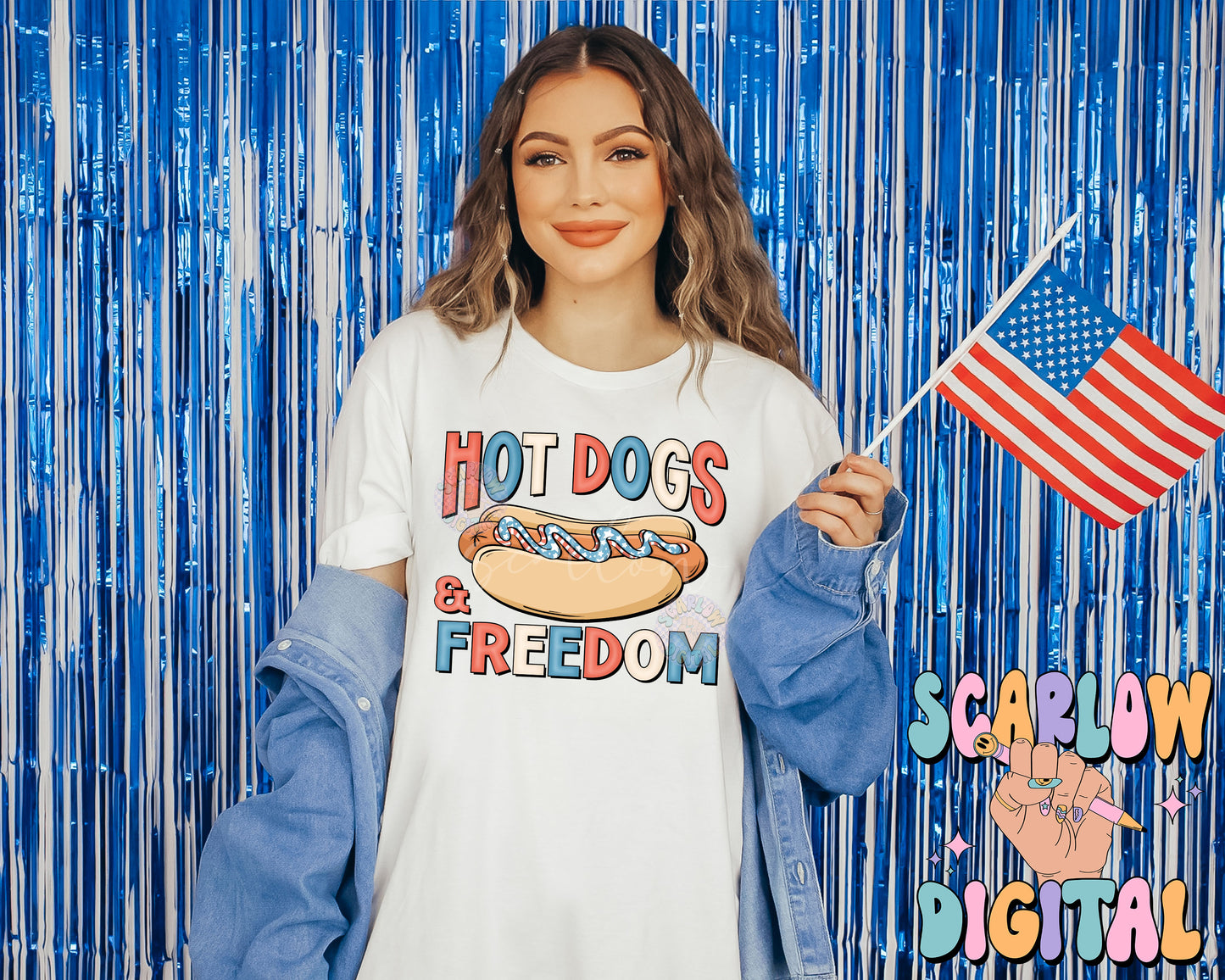 Hot Dogs and Freedom PNG-July 4th Sublimation Digital Design Download-american flag png, summer food png, red white and blue png designs