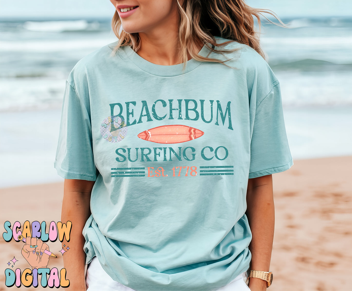 Beach Bum Surfing Co PNG-Summer Sublimation Digital Design Download-surfing png, beach png, ocean png, png for summer, unisex summer png
