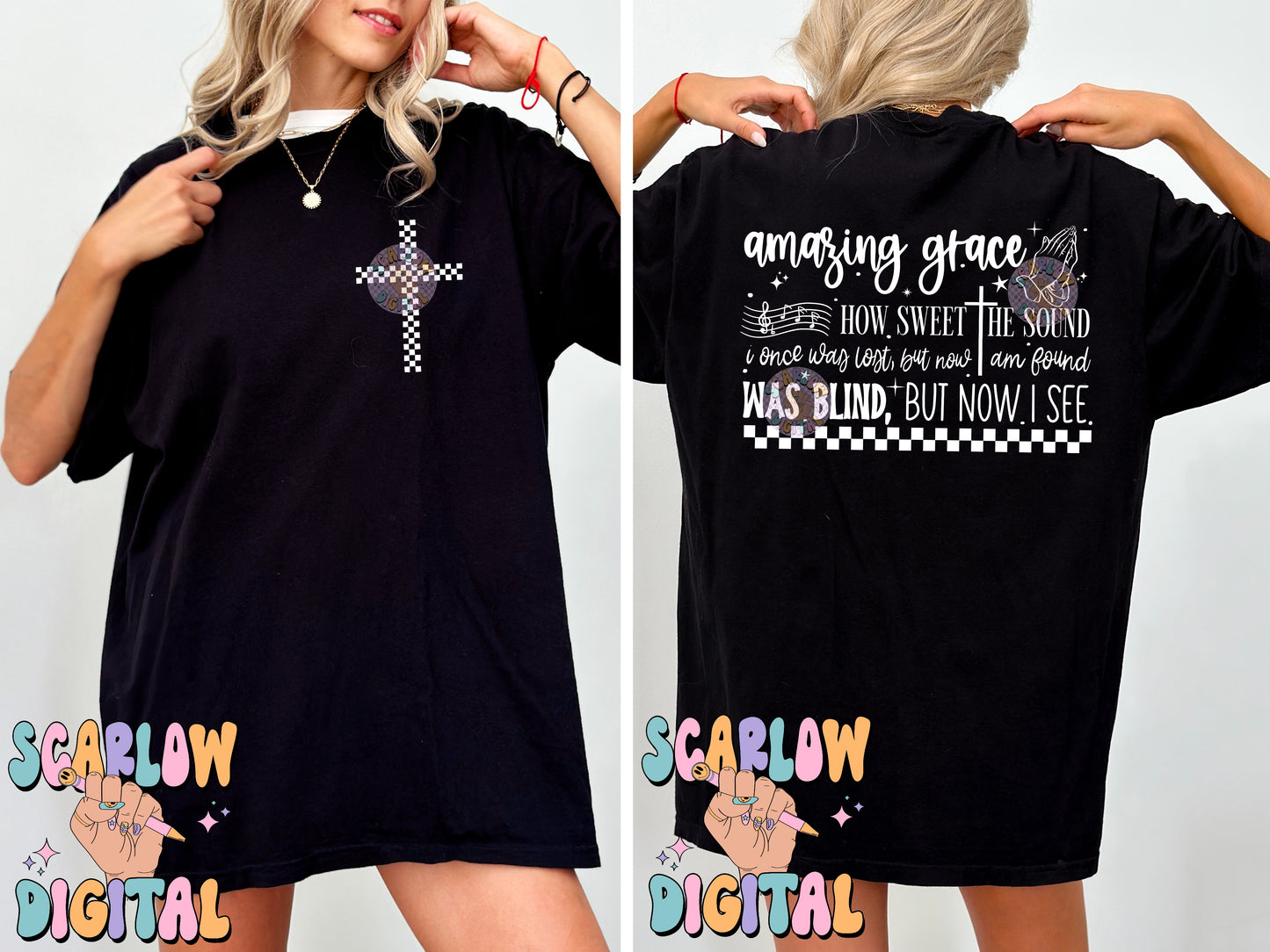 Amazing Grace Front and Back PNG Bundle Digital Design