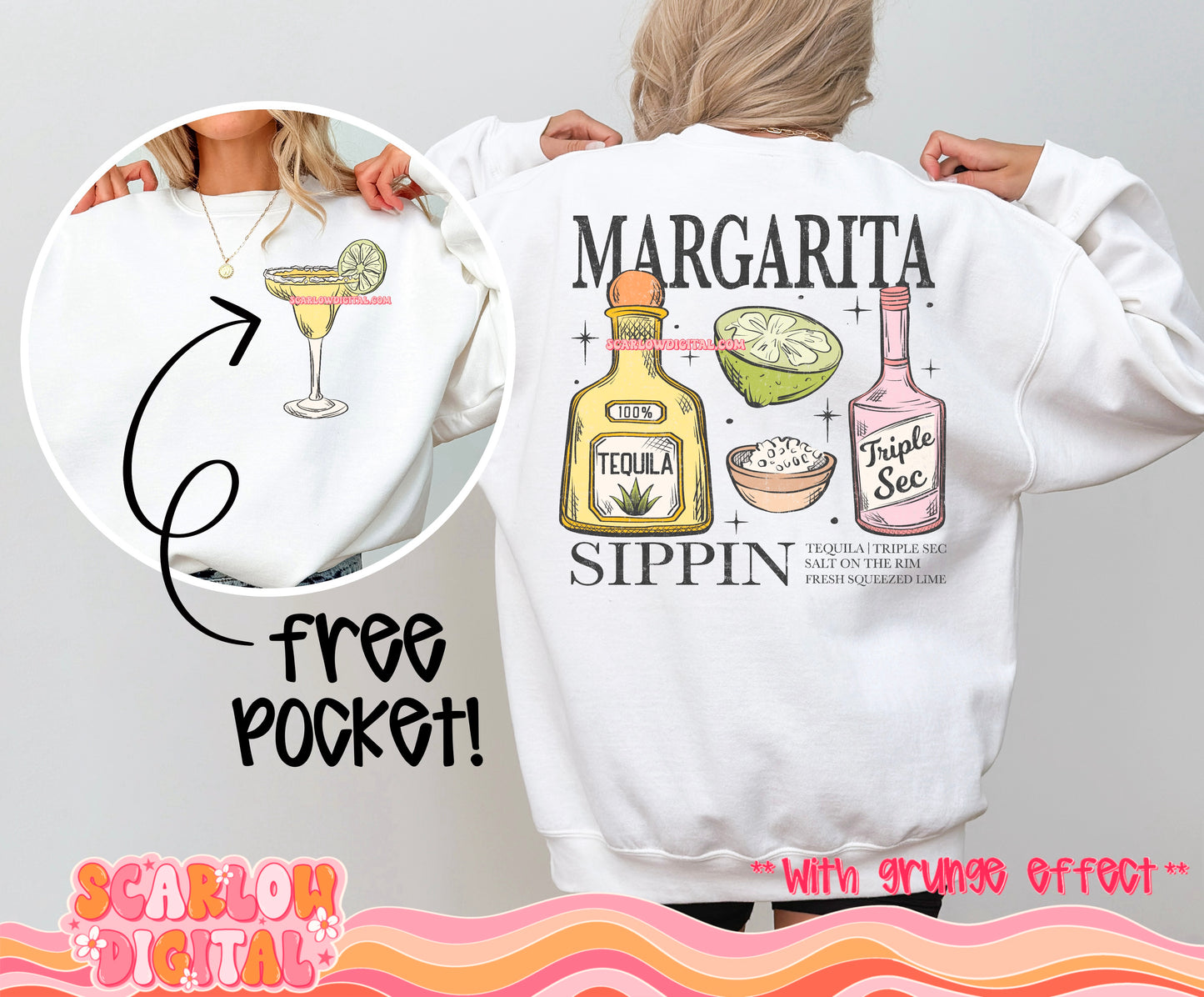 Margarita Sippin' Front and Back PNG Digital Design