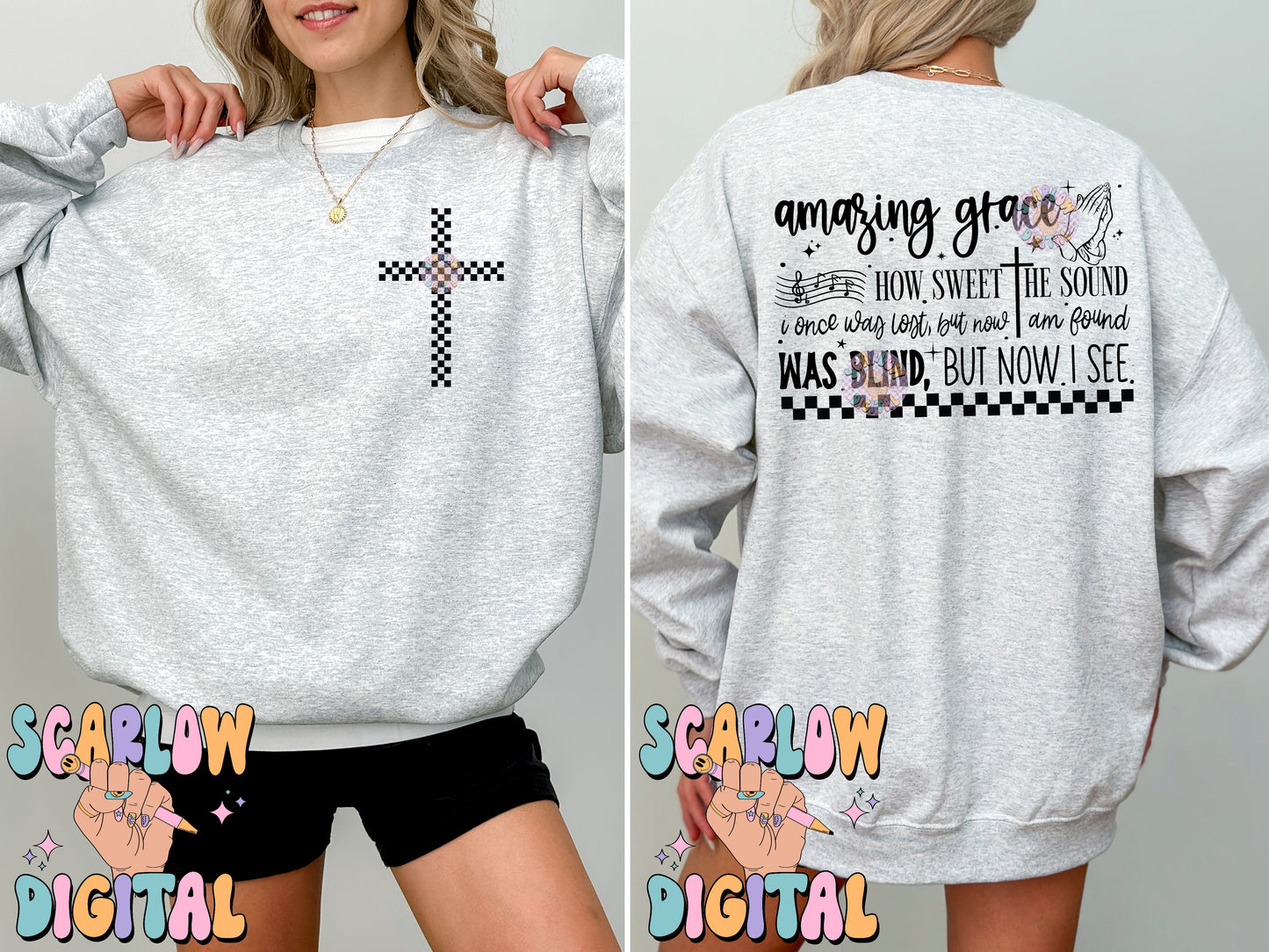 Amazing Grace Front and Back PNG Bundle Digital Design