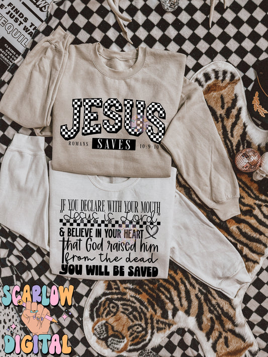 Jesus Saves Front and Back PNG Bundle Digital Design