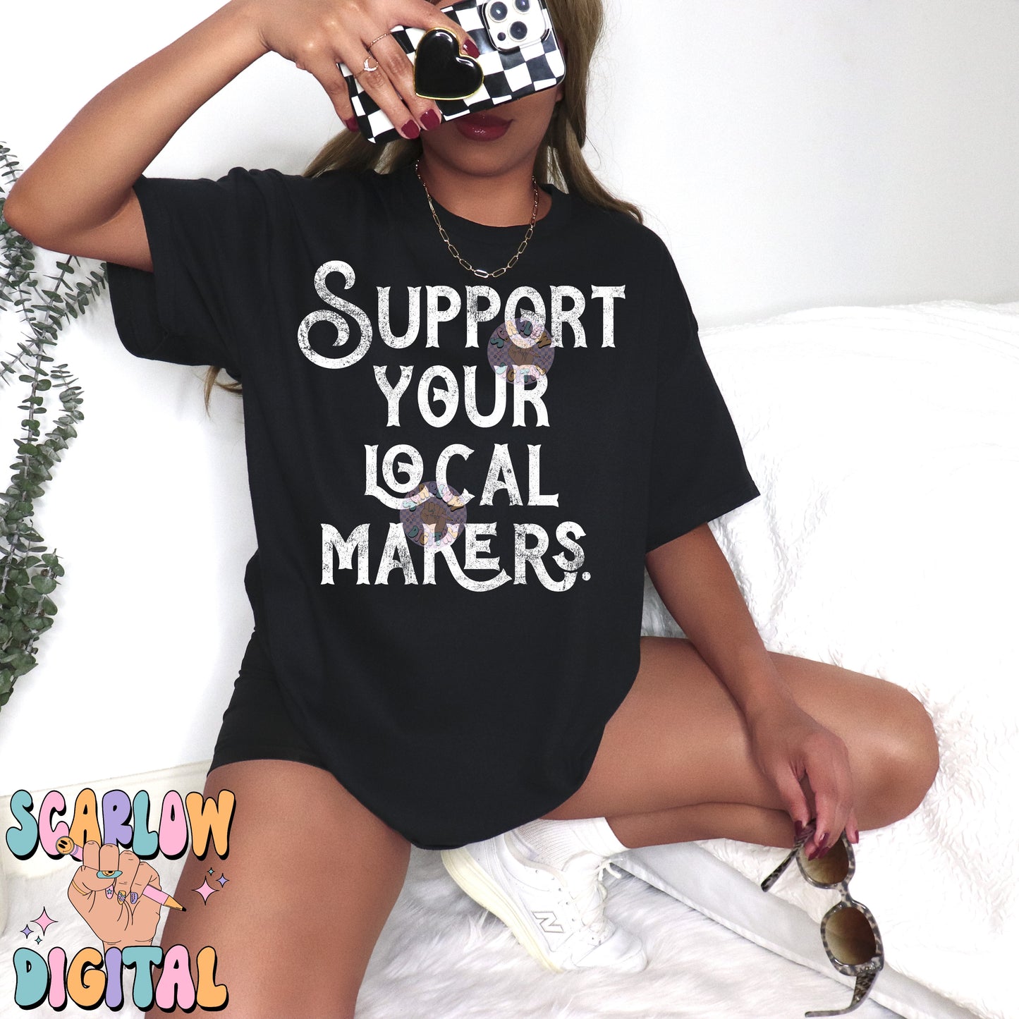 Support Your Local Makers PNG Digital Design Download, small business owner png, shop local png, single color png, grunge png, simple png
