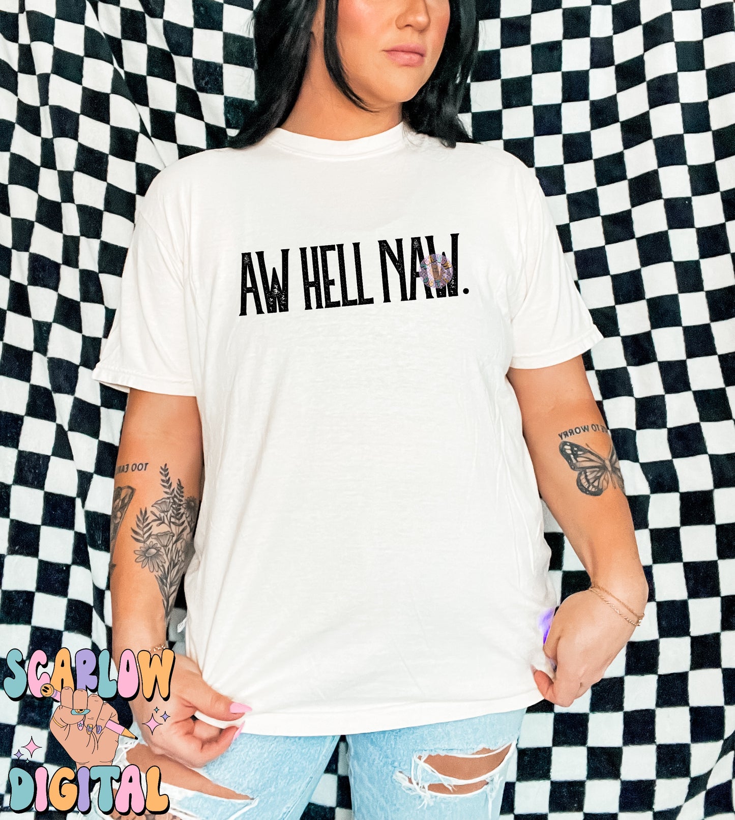 Aw Hell Naw PNG Digital Design, sarcastic png, funny png, adult humor, western png, png for adults, grunge png, edgy png, minimalist png