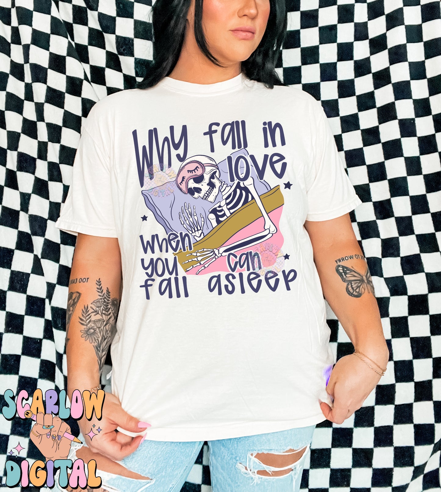 Why Fall Asleep When You Can Fall in Love PNG Digital Design