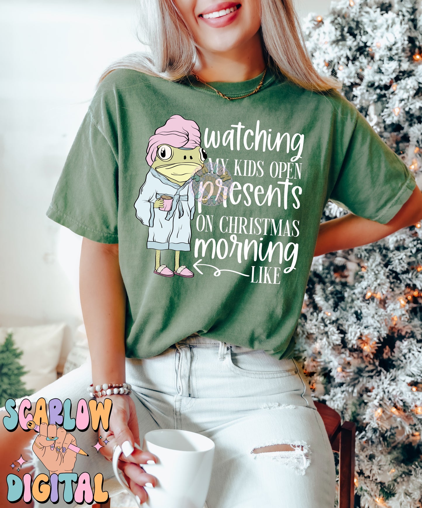 Watching My Kids Open Presents PNG Digital Design, funny christmas designs, frog png, christmas mama designs, adult humor png, holiday png